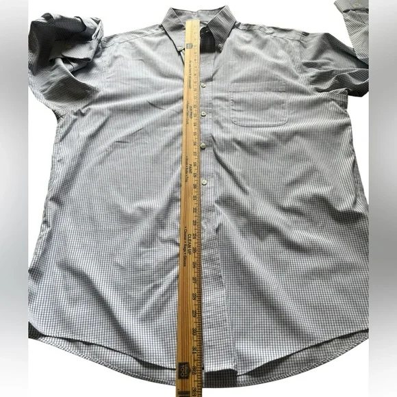 Brooks Men's Size and 16/34 Navy and White Grid Shirt - Picture 4 of 8